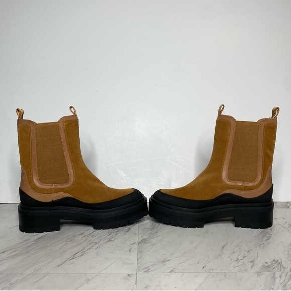 New! Sam Edelman Lulia Brown Suede Lug Sole Chelsea Boot 7 1/2 M - Picture 5 of 14